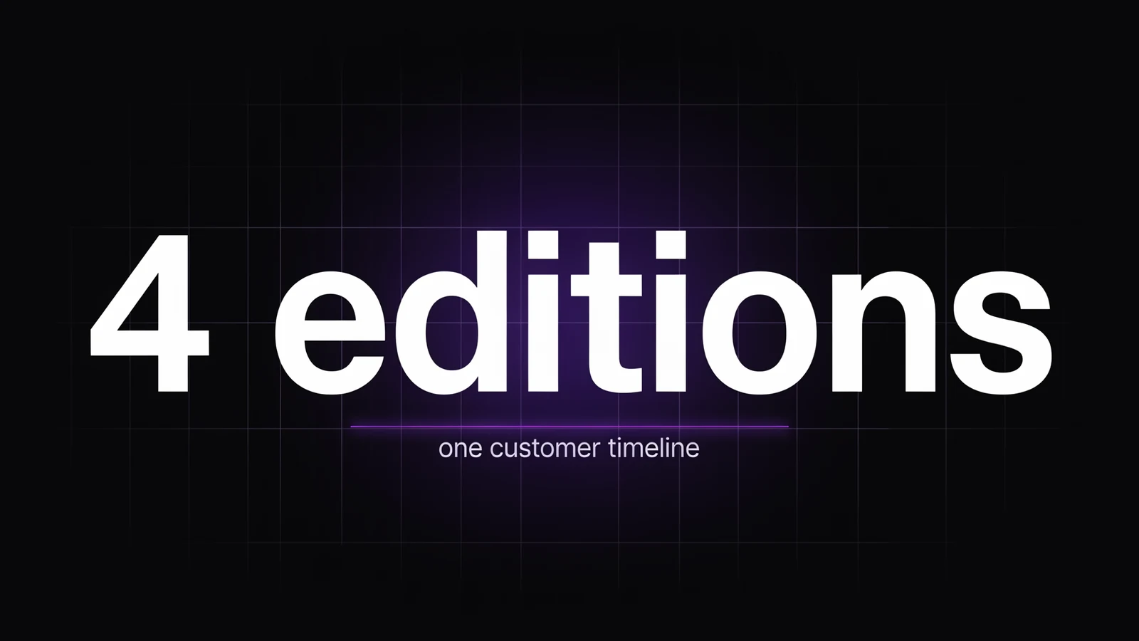 Illustration: result graphic reading "4 editions, one customer timeline"