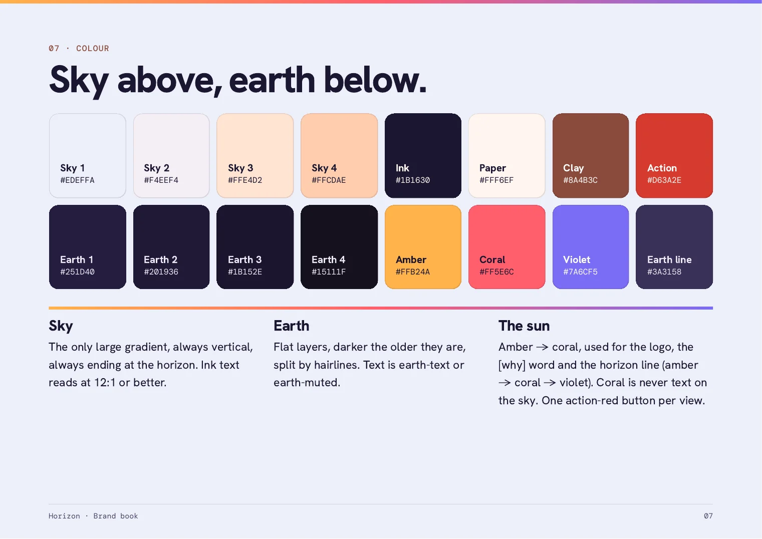 07 Colour. Sky above, earth below.