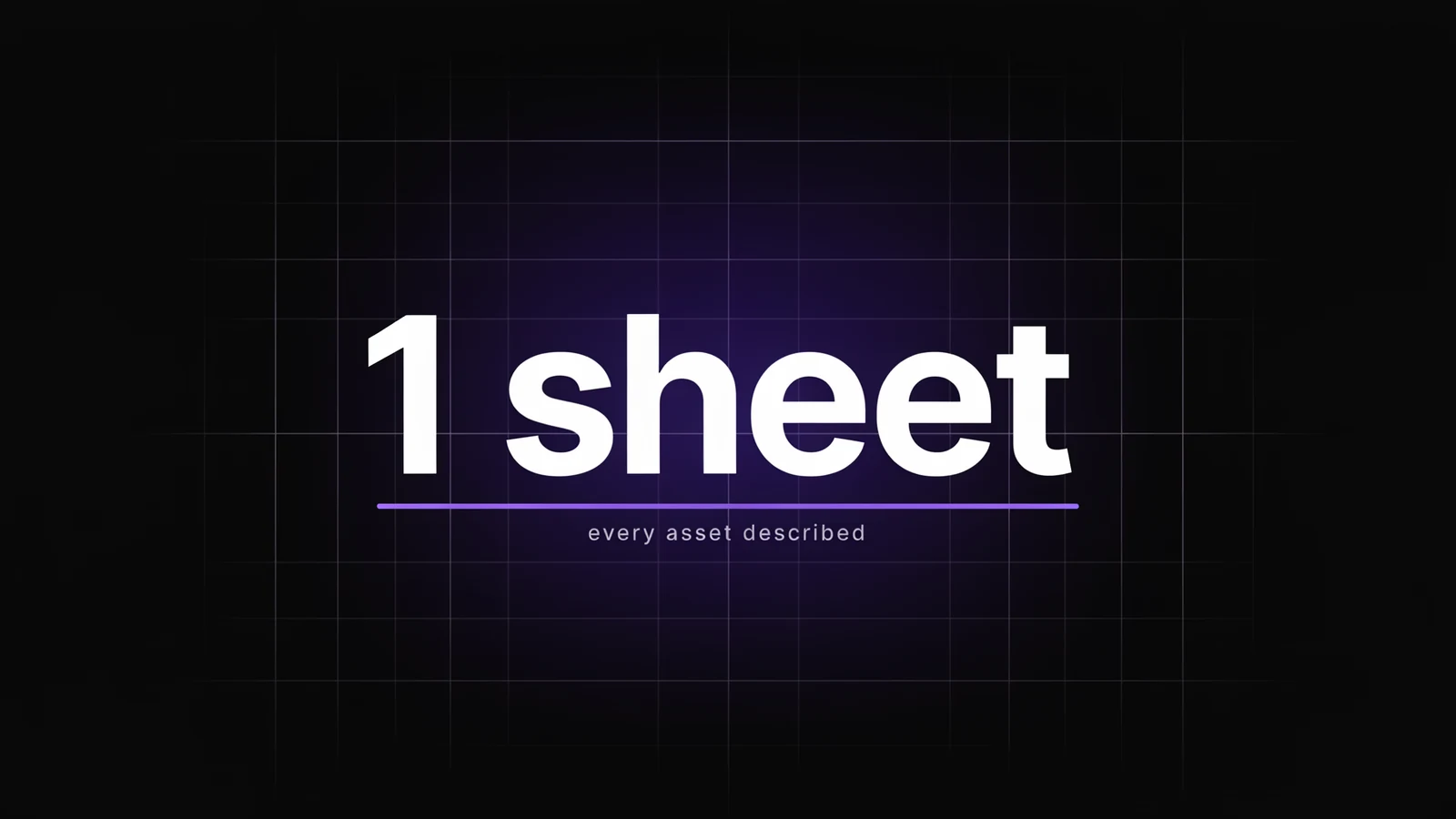 Illustration: result graphic reading "1 sheet, every asset described"